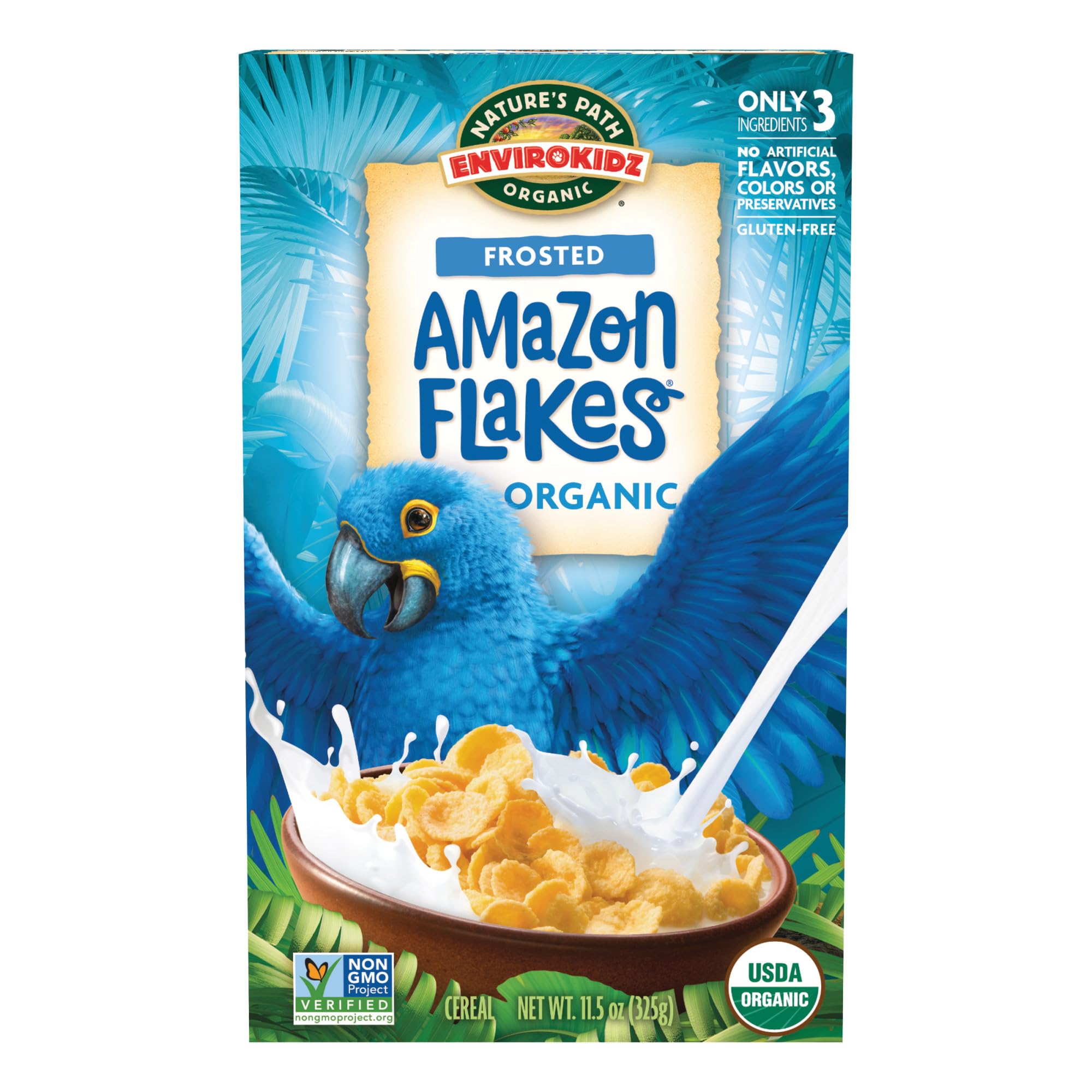 EnviroKidz Organic Amazon Frosted Flakes Cereal, 11.5 oz (Pack of 1), Gluten Free, Non-GMO, by Nature's Path