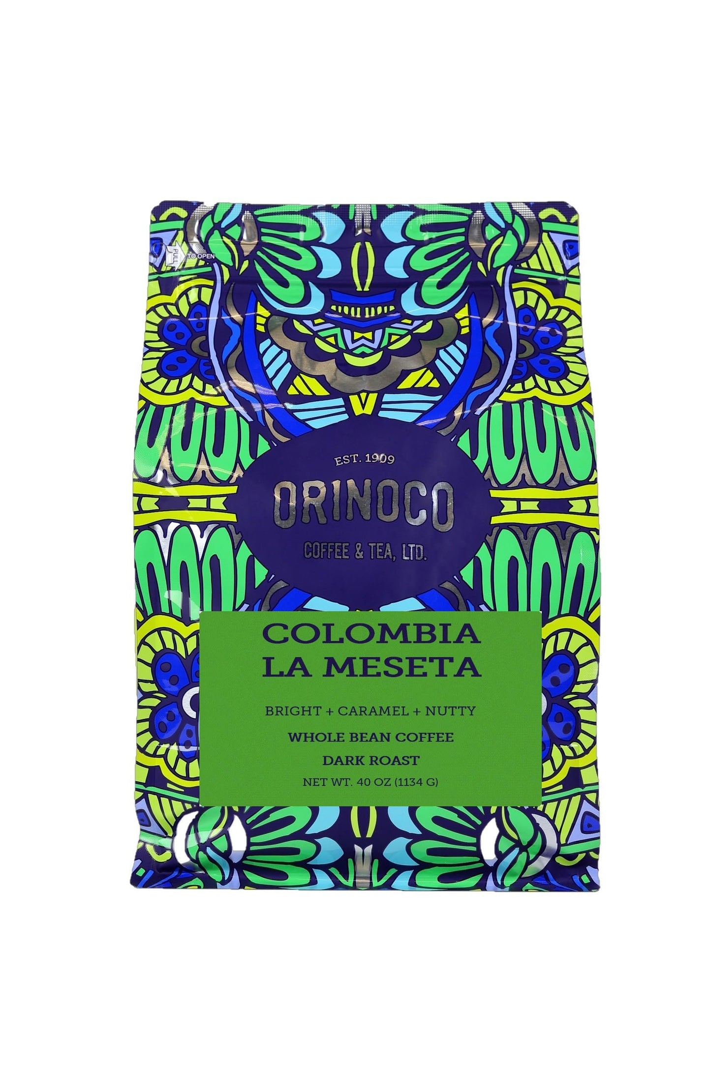 Orinoco Colombia La Meseta 2.5lb bag, Dark Roast, Whole Bean Coffee, 100% Arabica beans