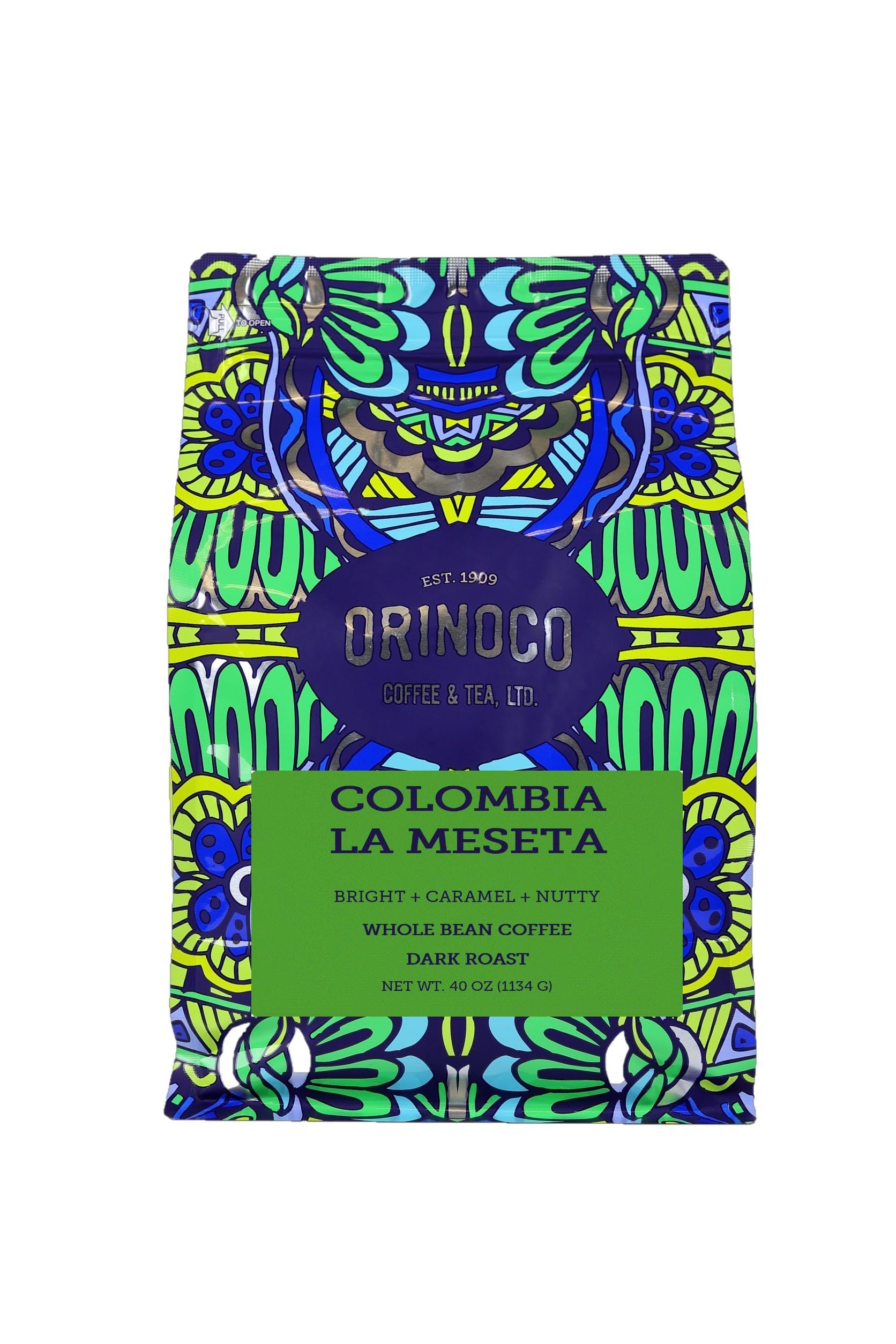 Orinoco Colombia La Meseta 2.5lb bag, Dark Roast, Whole Bean Coffee, 100% Arabica beans