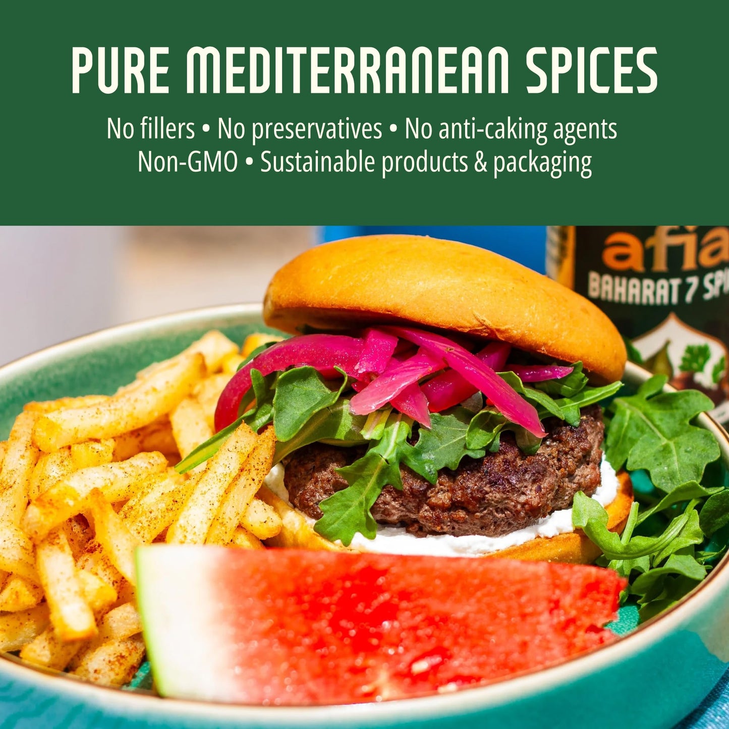 Afia - Baharat Spice Blend | Baharat 7 Spice Mix for Kofta, Kebab, Grilled Meat Seasoning | Premium Seasoning with Top Notes of Cinnamon and Clove