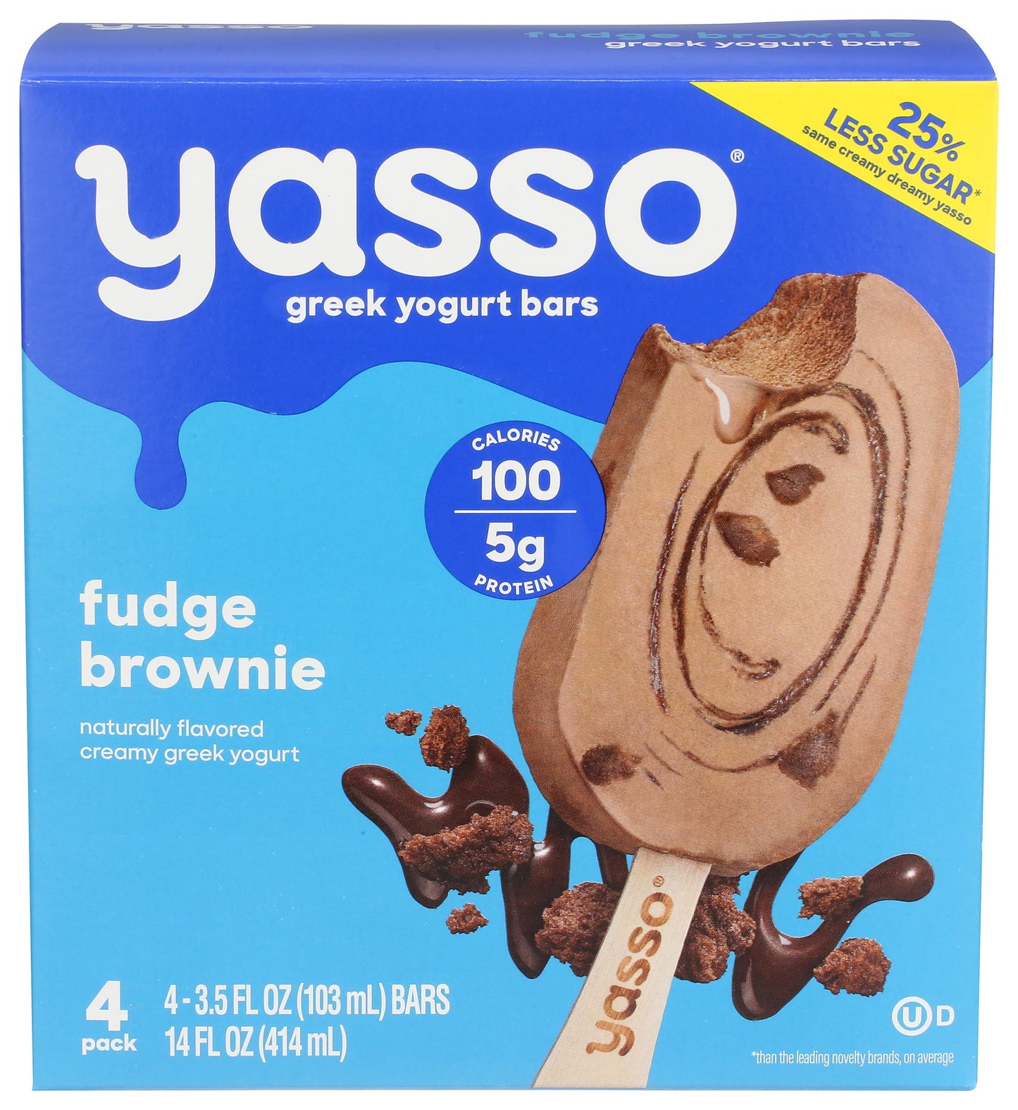 Yasso Fudge Brownie Frozen Greek Yogurt Bars, 14 FZ