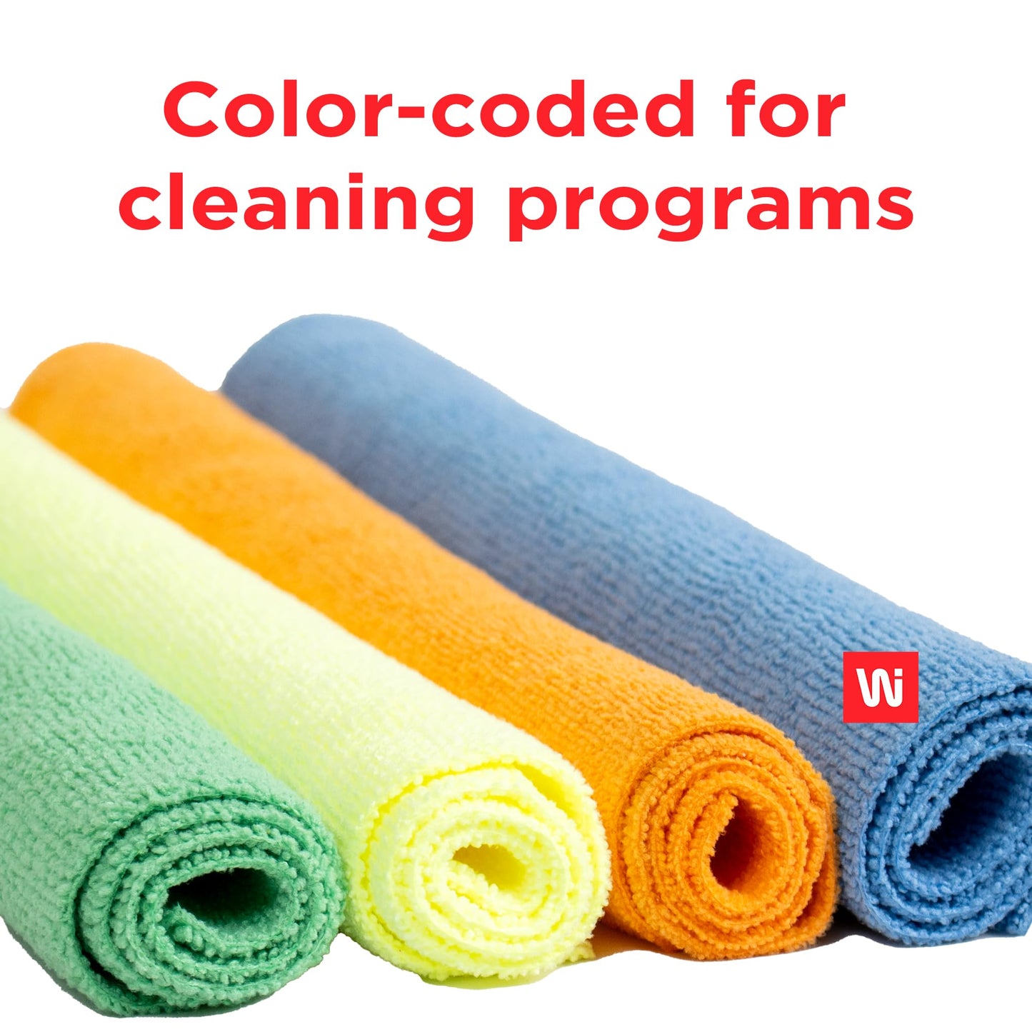 Wi-Supply Microfiber Towels 24 Pack - True to Size 14 x 14, Stitch Free, Washable, Reusable Cleaning Cloths, No Residue Rags for Dusting, Washing