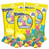 Easter Peeps Gummies, Marshmallow Flavored Bunnies and Chicks, Egg and Basket Stuffers Candy, (Pack of 3)