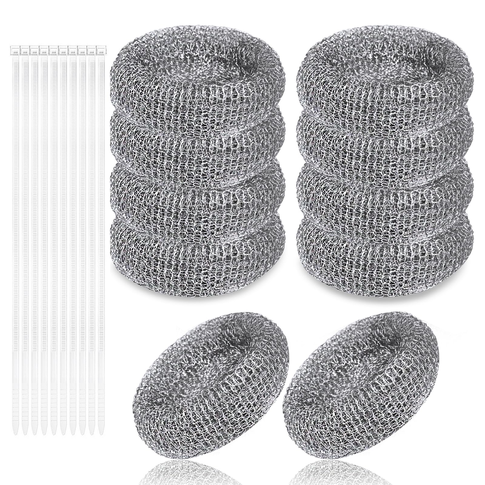 Lint Traps for Washing Machine Hose, Stainless Steel Washing Machine Drain Lint Trap, 10PCS Lint Catcher for Washer Machine with 10PCS Cable Ties