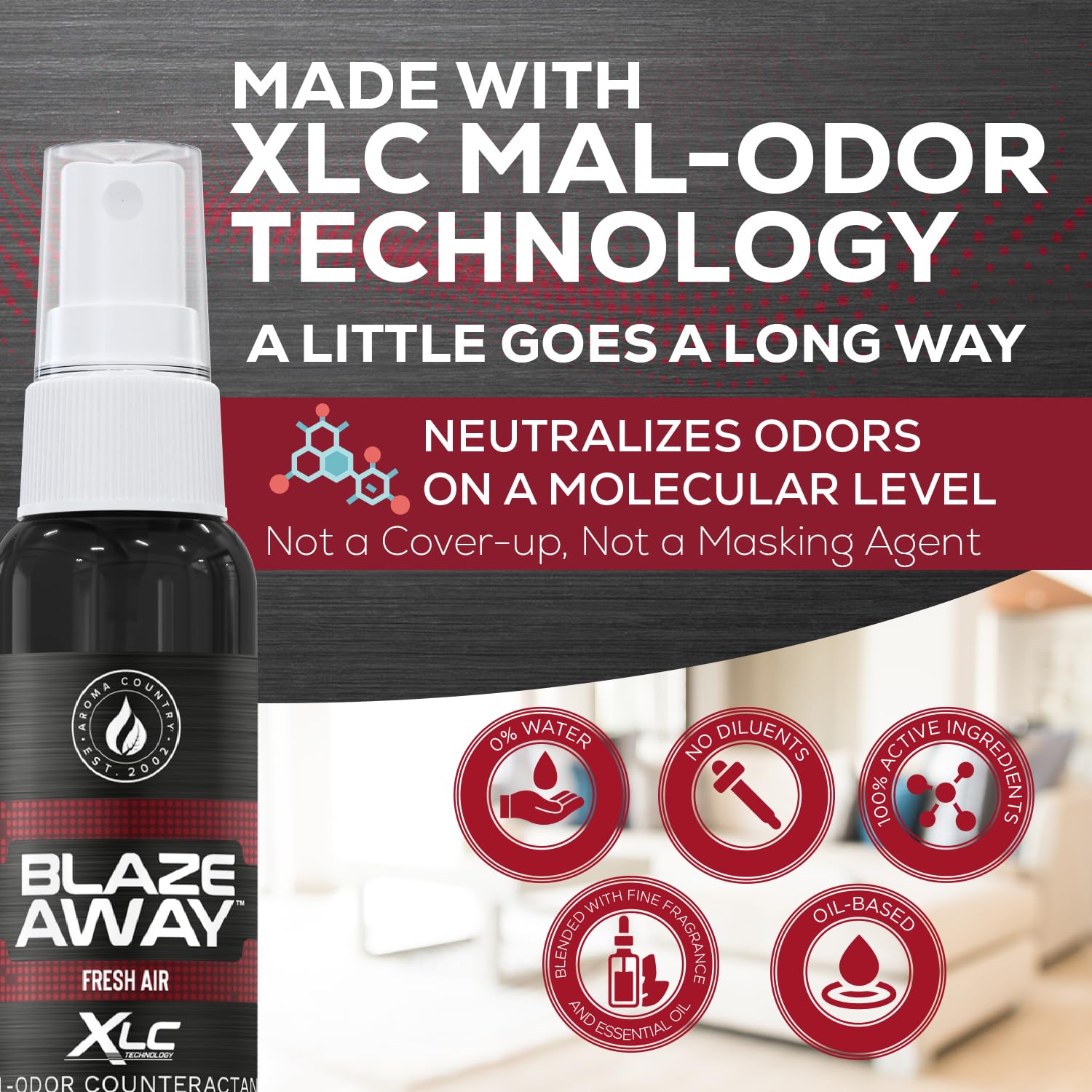 Blaze Away Commercial Air Freshener & Odor Eliminator for Strong Odor - Industrial-Grade Room Spray & Room Deodorizer for Home, Car, Smoke & Pet Odors