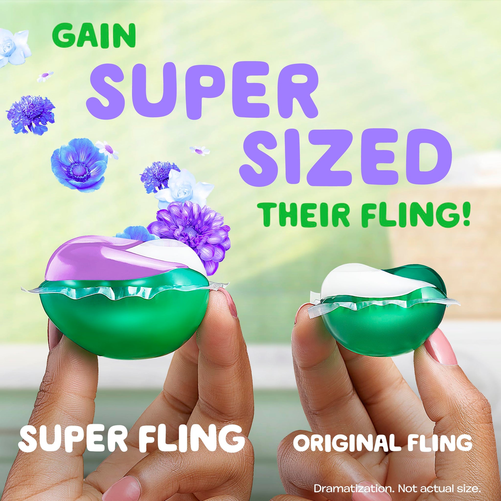 Gain Super Flings Laundry Detergent Pacs, 45 Count, Dewdrop Dream scent, clean and fresh washing detergent laundry soap pacs