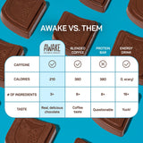 Awake Caffeinated Chocolate Energy Bar, Caramel Chocolate Energy Bar, 1 Bar Equals 1 Cup of Coffee, 12 Bars (18.6 oz)