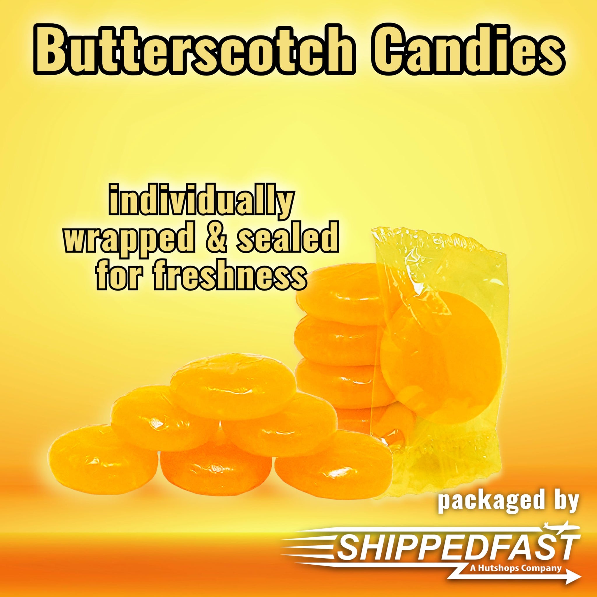 Butterscotch Candy. Individually Wrapped and Sealed Hard Candies. (1 Pound Bag).