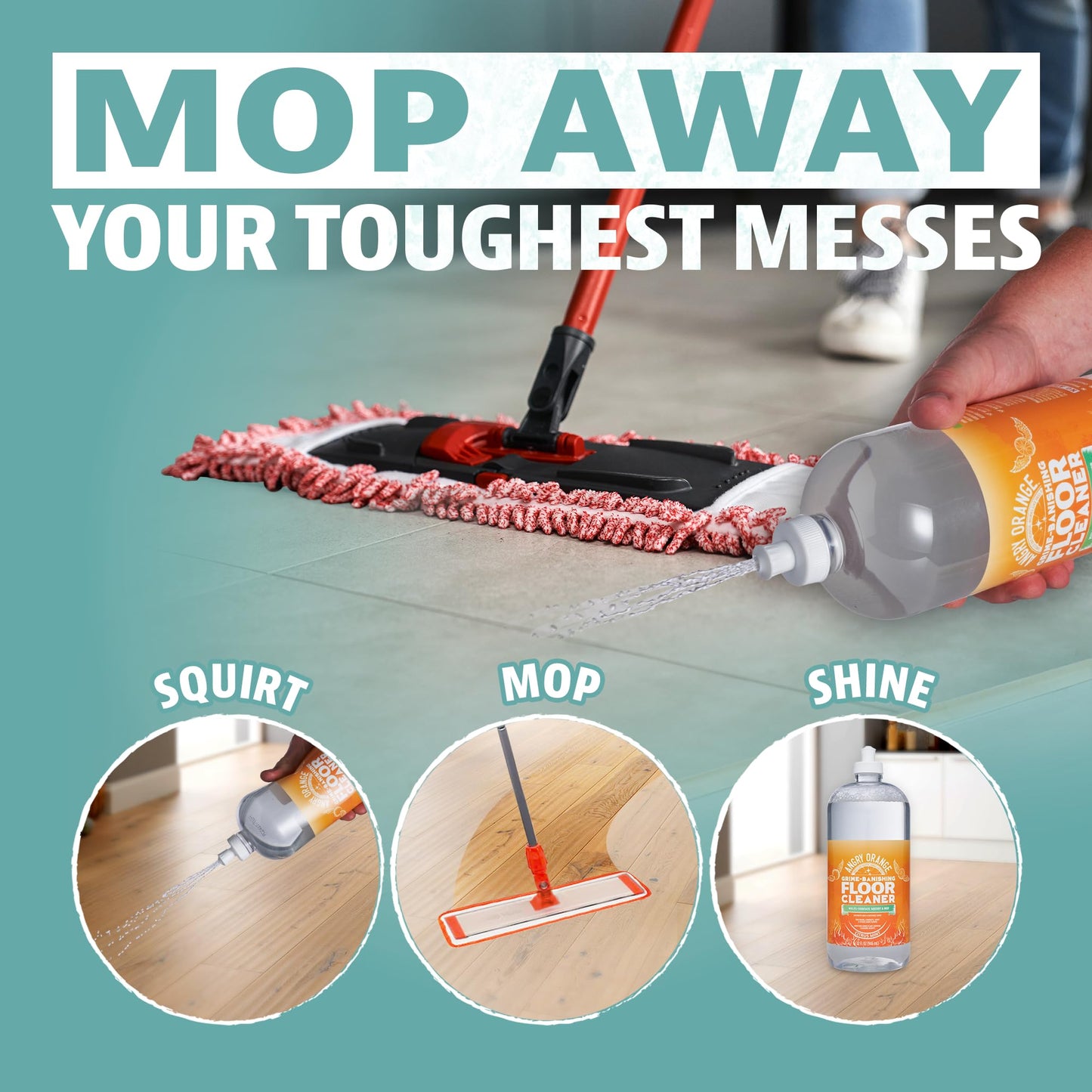 ANGRY ORANGE Hardwood Floor Cleaner - No-Rinse, Pet-Safe, Residue Free Multi-surface Cleaning Solution for Pet Urine, Grime & Everyday Dirt - Made in