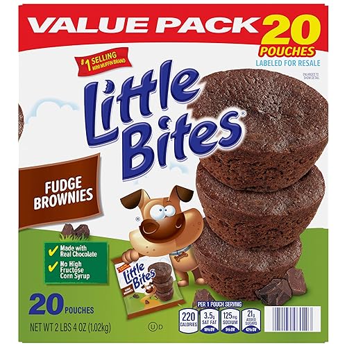 (Value Pack) Little Bites Fudge Brownies, 20 individual packs, (1.8 oz each), Made with Real Chocolate Mini Muffins, 36 oz Multipack