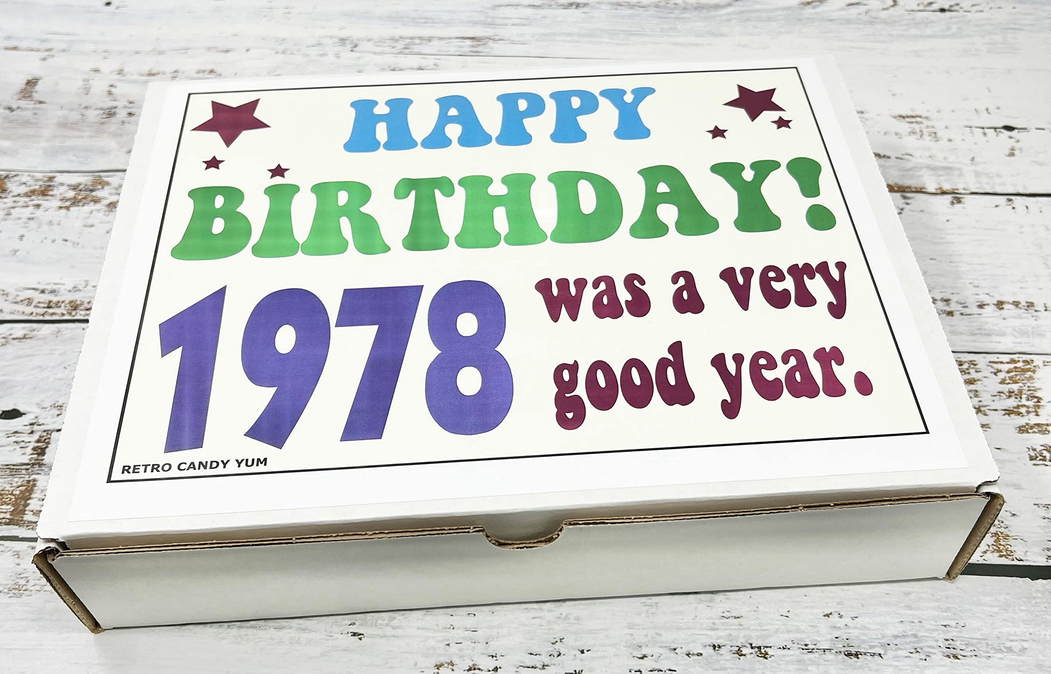 RETRO CANDY YUM ~ 1978 48th Birthday Gift Box Nostalgic Candy Assortment from Childhood for 48 Year Old Man or Woman Born 1978