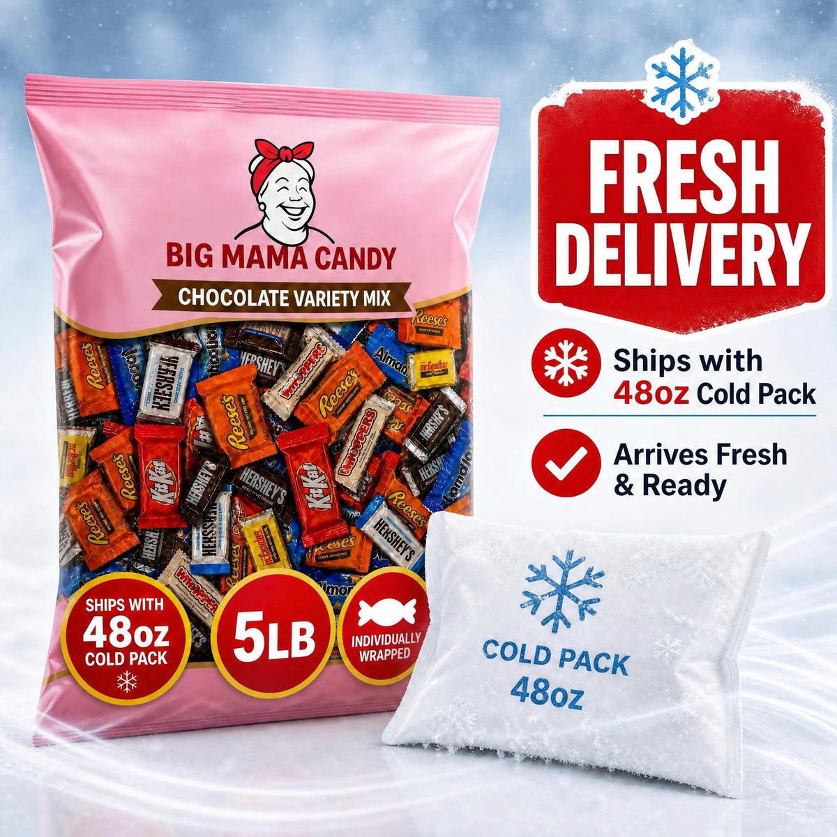 Big Mama Candy Bulk Chocolate Candy Assortment 5 lb Wrapped Mix