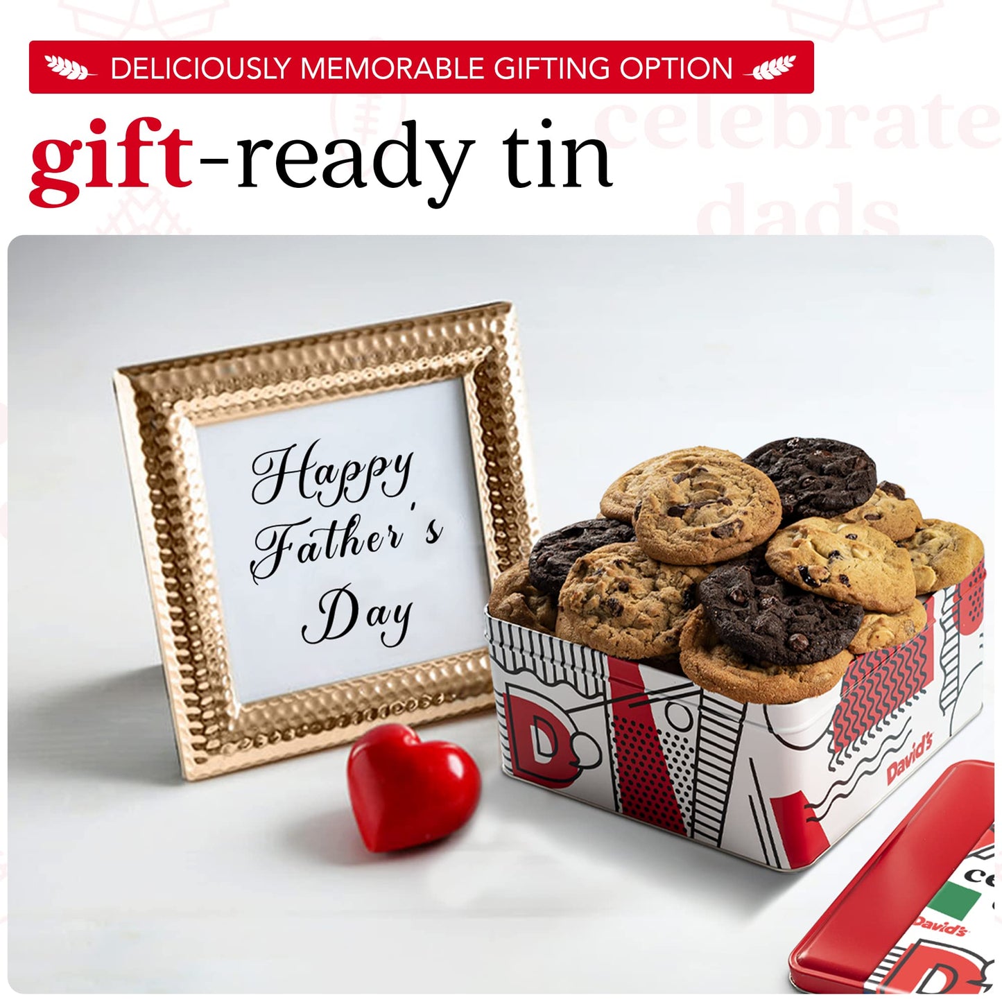 David's Cookies Father's Day Cookie Gift Tin - 2lbs Fresh-Baked Gourmet Assorted Cookies | Classic Flavors from Traditional Recipes | Bakery Dessert
