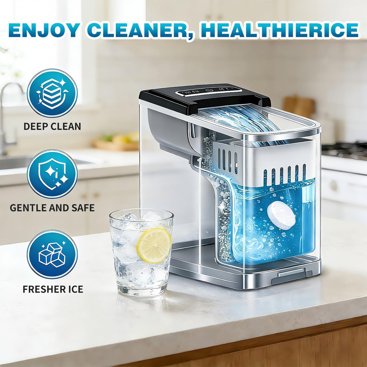 SOPAMI Ice Machine Cleaner and Descaler Tablets - 12 Pack Ice Maker Cleaner Tablets, Nickel Safe Scale Remover for Countertop Portable Commercial Ice