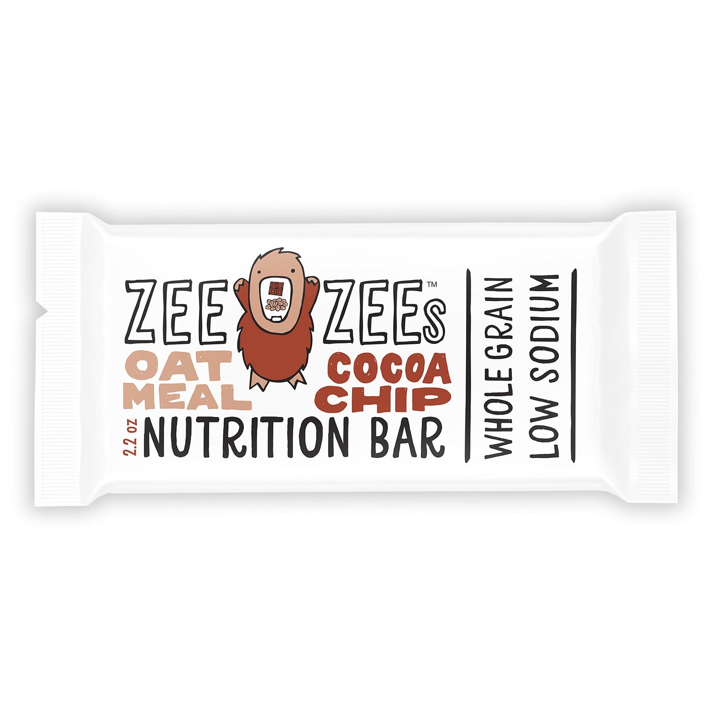 Zee Zees Oatmeal Cocoa Chip Soft Baked Bars, Nut-Free, Whole Grain, Naturally Flavored and Colored, 2.2 oz Bars, 24 pack