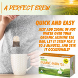 Fusion Organic Jasmine Green Tea - 100 Bags, Traditionally Scented, Refreshing Floral Fragrance - 6oz (170g)