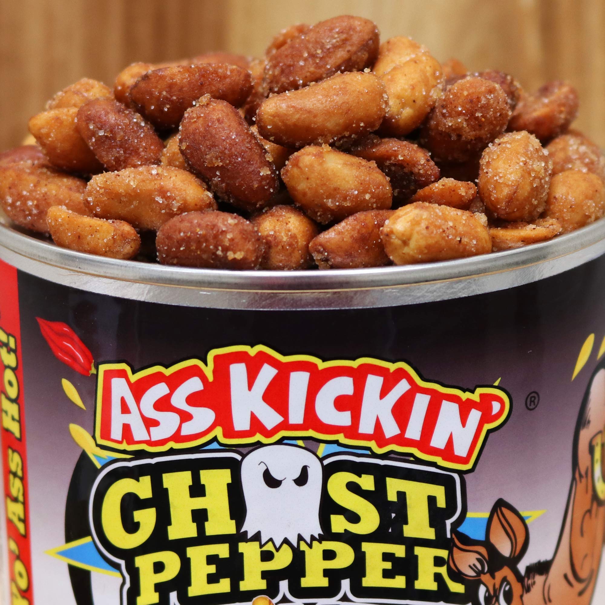 KICKIN’ Ghost Pepper Spicy Hot Peanuts - 12oz - Ultimate Spicy Gourmet Gift Peanuts - Try if you dare!