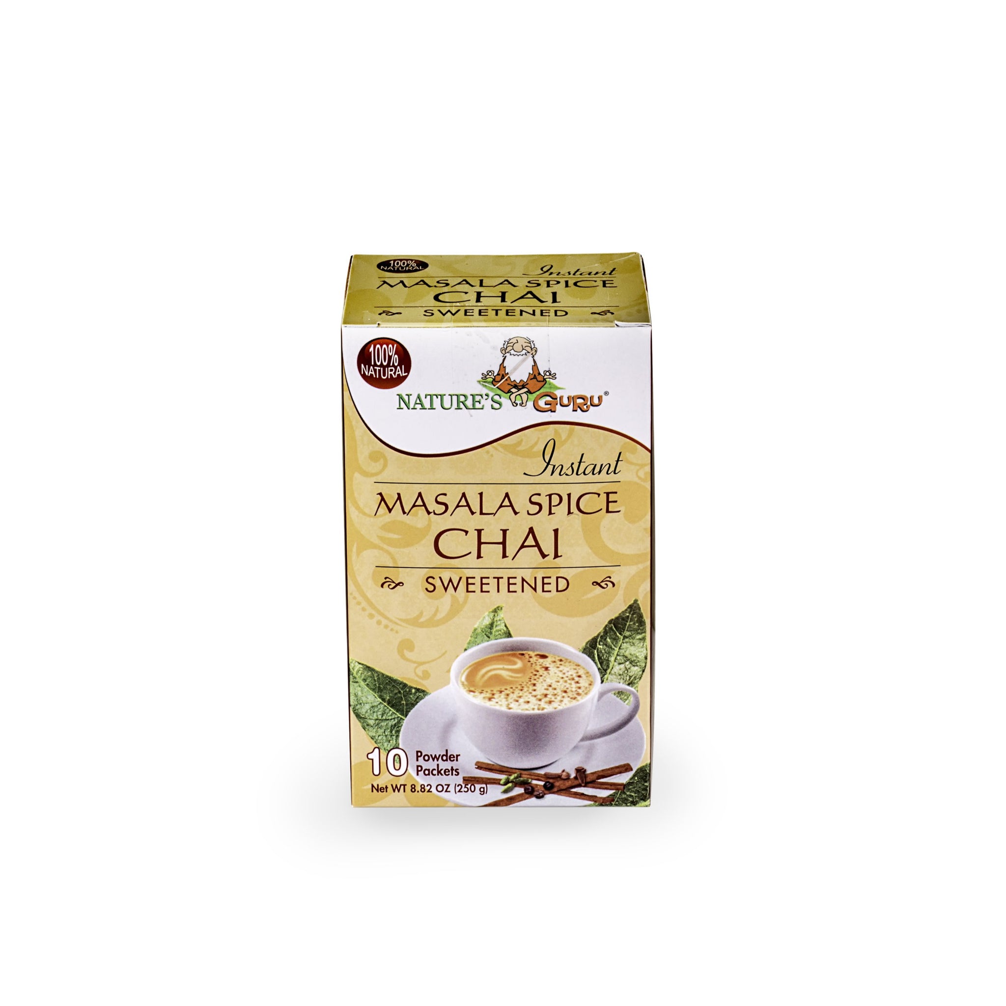 Nature's Guru Instant Masala Spice Chai Tea Drink Mix Sweetened Single Serve On-the-Go Drink Packets, 10 Count (Pack of 4)