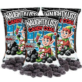 Naughty List Coal Candy, Funny Gag Gift Gummies, Sour Strawberry Flavored, Christmas Stocking Stuffer Treats, 4 Ounces (Pack of 3)