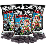Naughty List Coal Candy, Funny Gag Gift Gummies, Sour Strawberry Flavored, Christmas Stocking Stuffer Treats, 4 Ounces (Pack of 3)