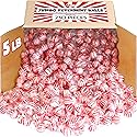 Peppermint Candy Balls - 5 lb Bulk - Red & White Striped Hard Mints - Individually Wrapped Mint Hard Candy
