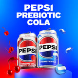 Pepsi Prebiotic Cola, Cherry Vanilla, 12 fl oz Cans (8 Pack), 30 Calories, 5g Prebiotic Fiber, 5g Sugar, Soda Pop Cola