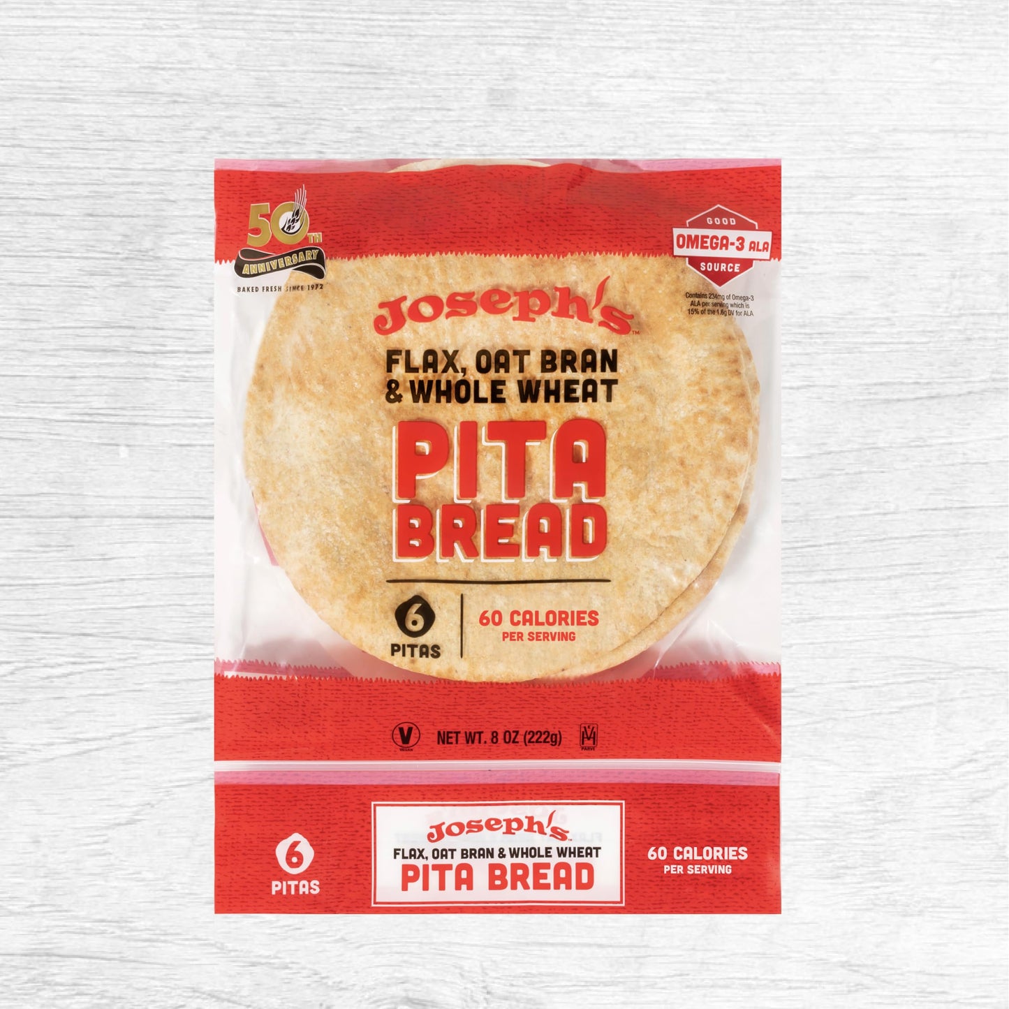 Joseph's 4-Pack Value Variety Bundle, Flax Oat Bran Whole Wheat 2 x Lavash Bread, Fresh Baked (8 Lavash Squares Total) and 2 x Pita Bread (12 Pita