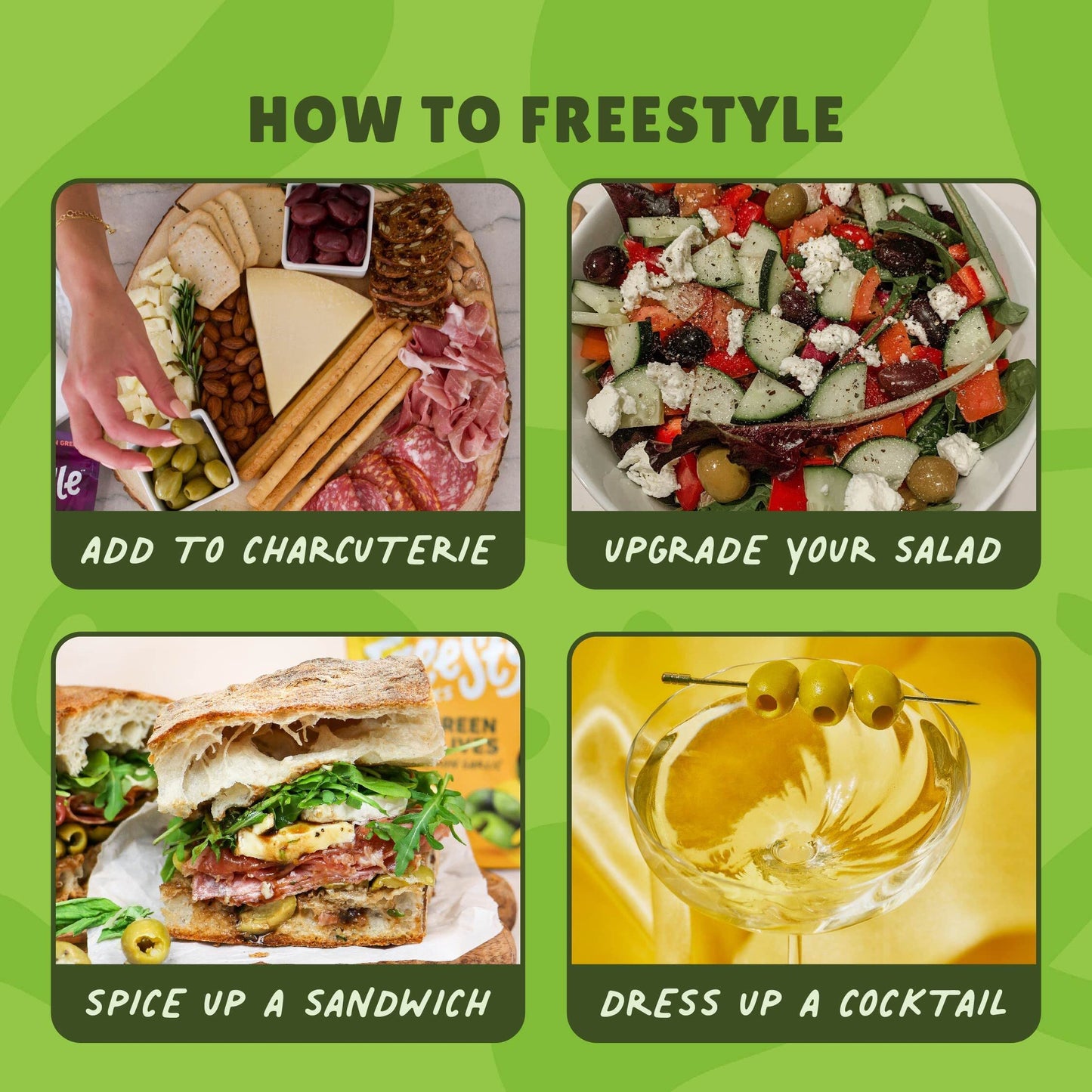 Freestyle Snacks Olive Snack Packs - As Seen on Shark Tank - Single Serve - Fresh Pitted Green Olives, Grown in Greece, All Natural, Non-GMO