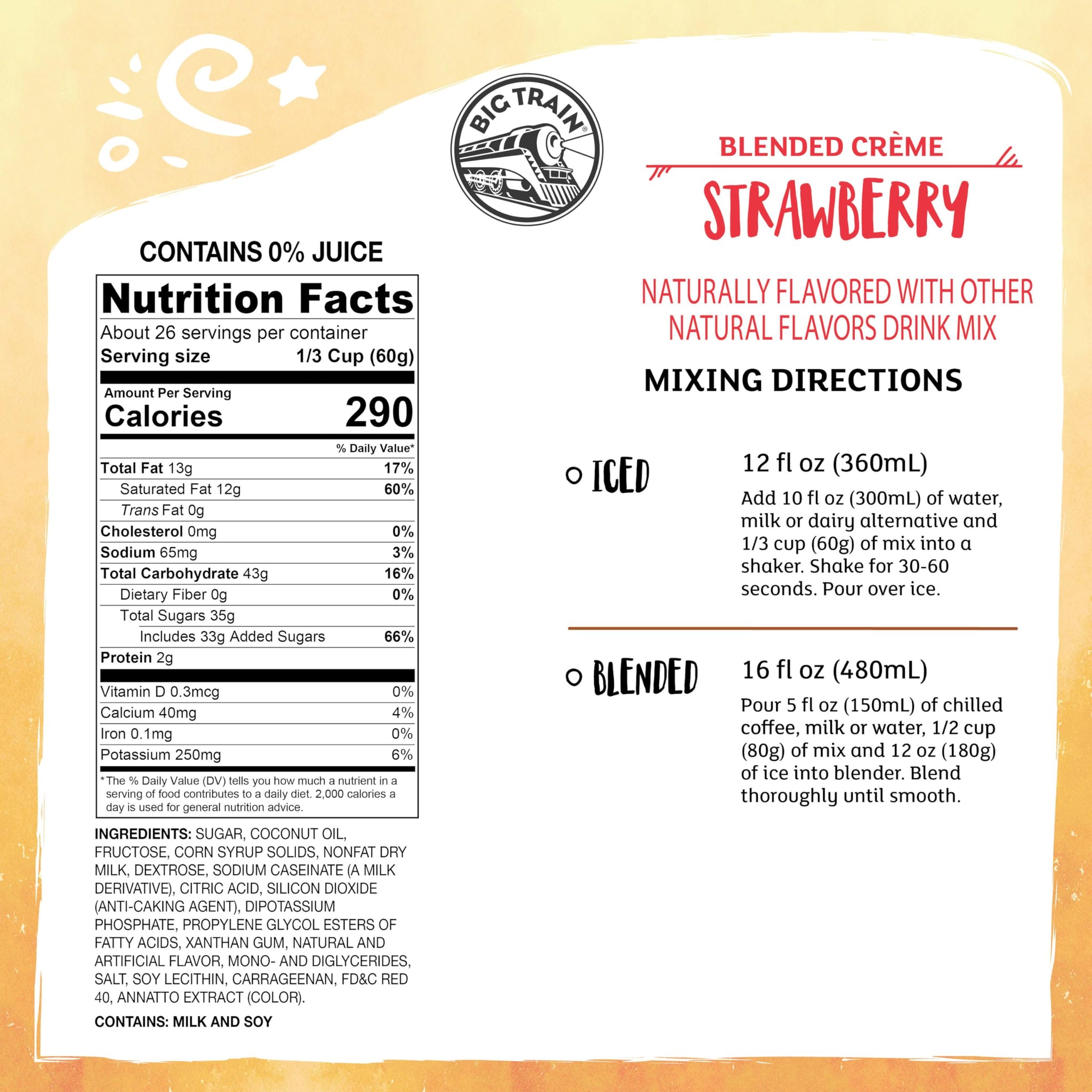 Big Train Strawberry Blended Crème Beverage Mix, 3.5 Pound (Pack of 1)