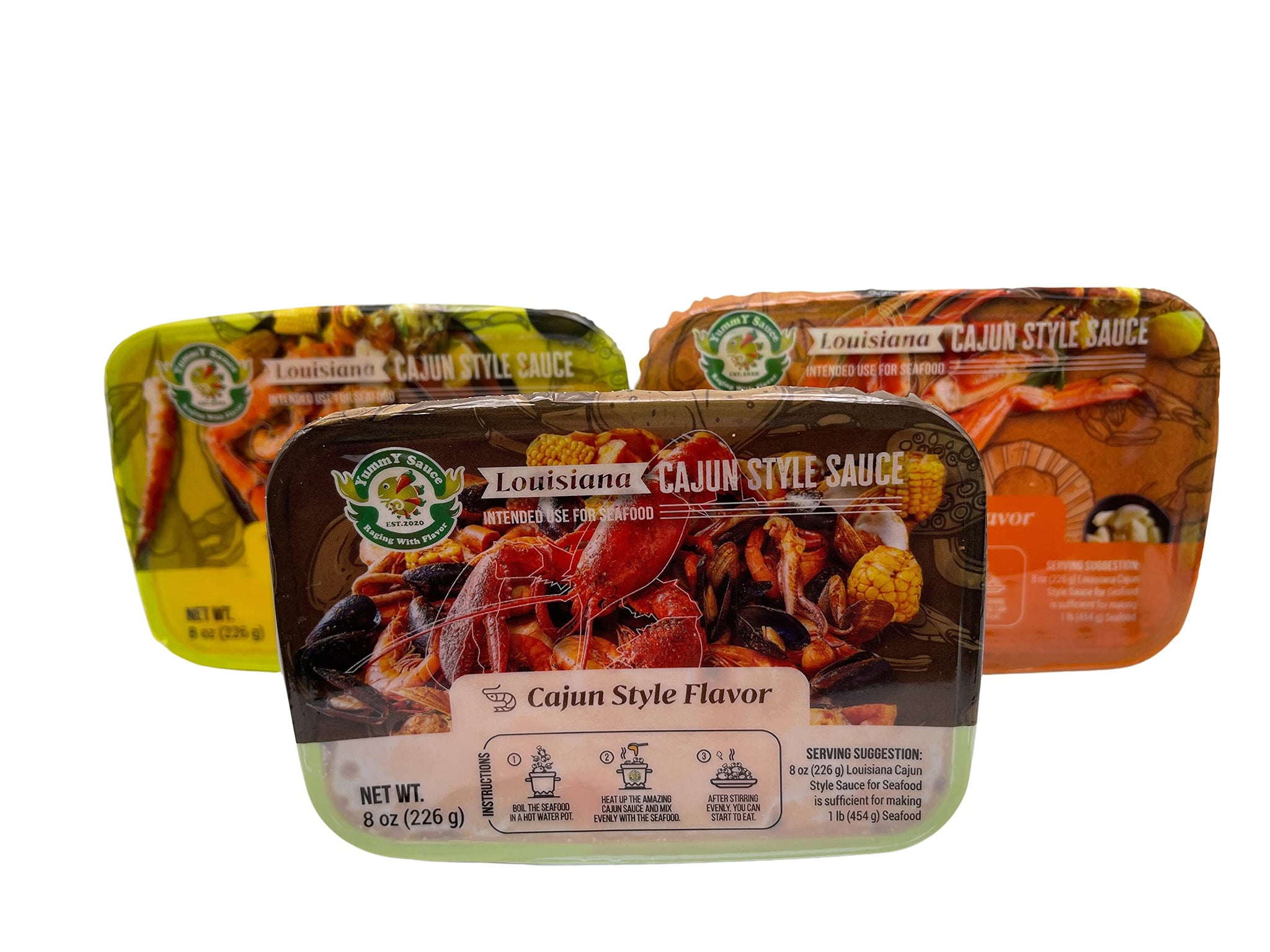 YummY Sauce-Cajun,Garlic, Lemon 3 Flavor Bundled? Pack of 3 x 8oz?