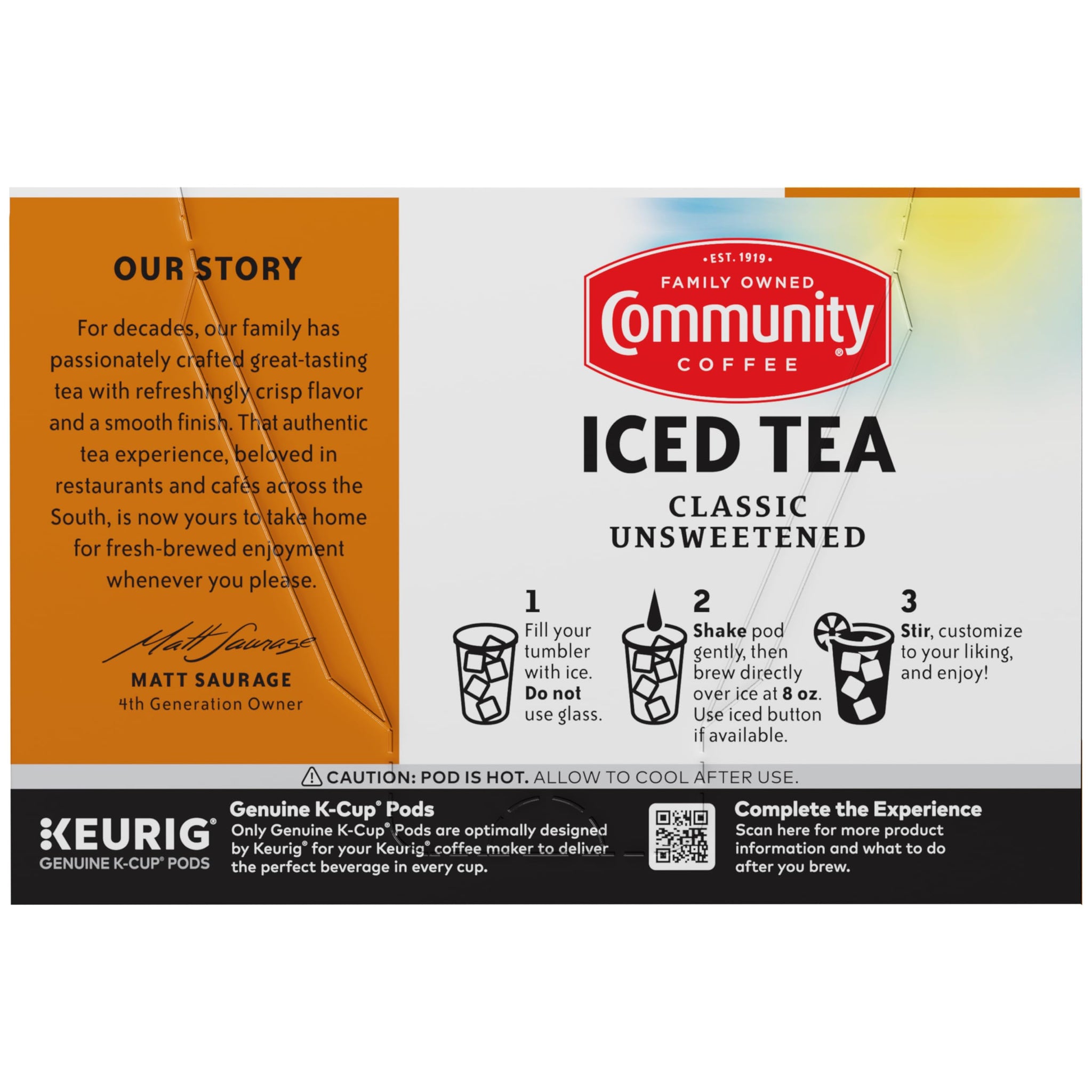 Community Coffee Classic Unsweetened Iced Tea Keurig® K-Cup® Pods 12 Count (Pack of 1)