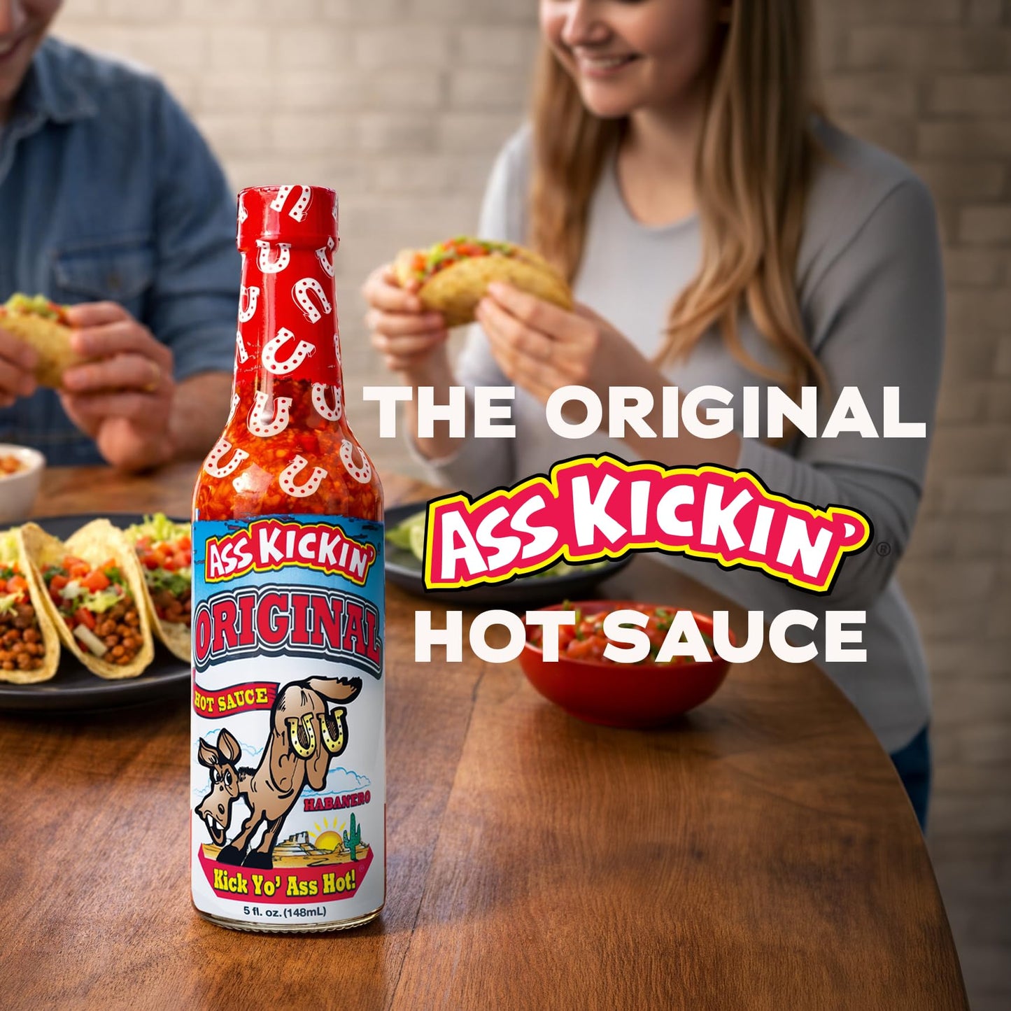 Ass Kickin’ Original Habanero Hot Sauce (5 oz) - Serrano & Habanero Blend - Medium Heat Gourmet Hot Sauce for Tacos, Wings & Pizza
