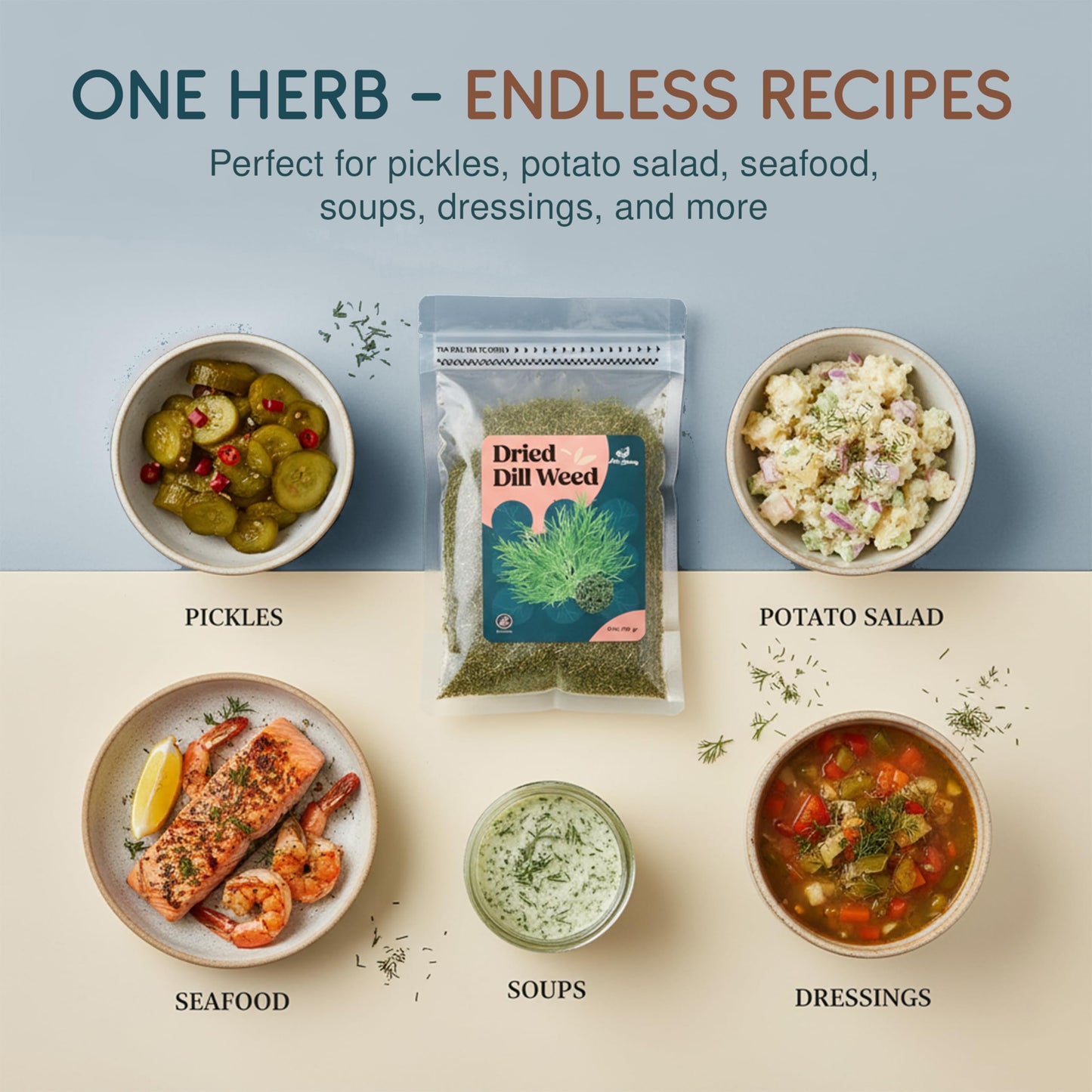 Miss Spring Dried Dill Weed Seasoning - Gluten Free, No Preservatives, Vegan, 100% Natural Dill Spice For Pickling, Seafood, Salads, Dressings