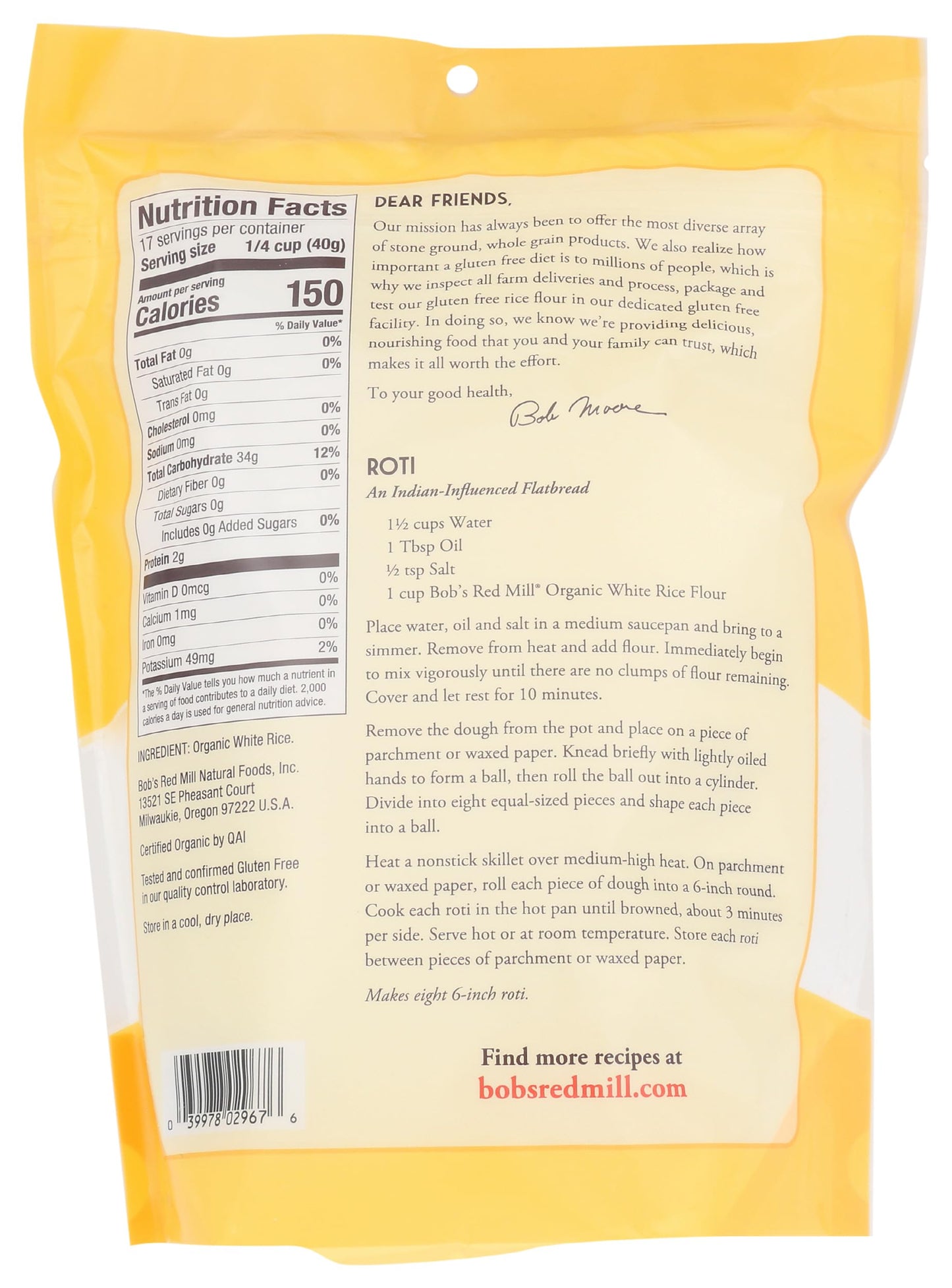 Bob's Red Mill Organic White Rice Flour, 24oz (Pack of 1) - Non GMO, Vegan, Kosher