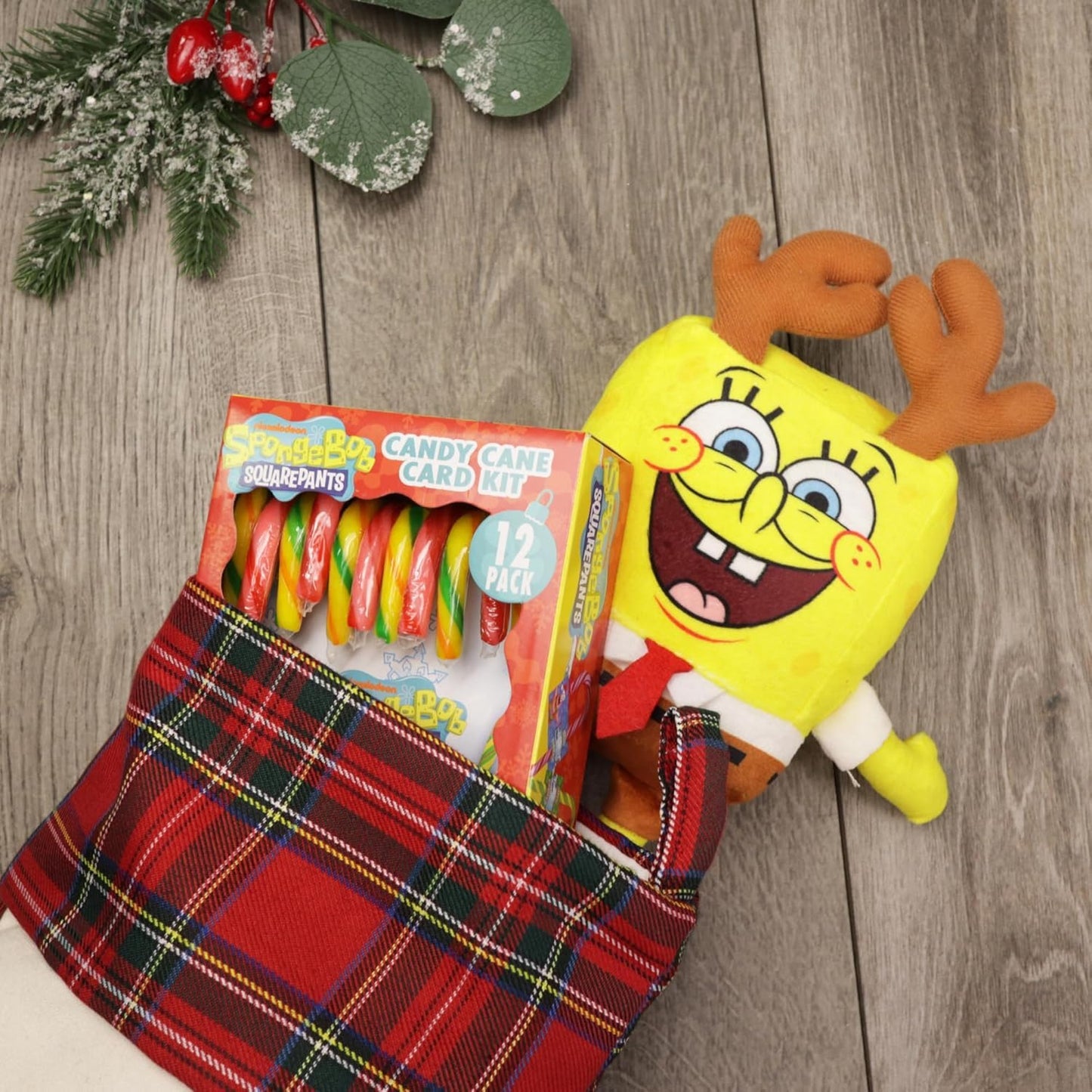 Spongebob Squarepants Candy Cane Stocking Stuffers - Bundle with 24 Flavored Candy Canes Plus To/From Cards and Stickers | Spongebob Individually