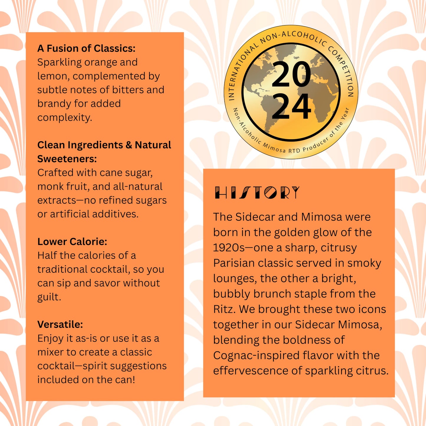 Blind Tiger Sidecar Mimosa 4-Pack | Orange, Lemon & Bitters Non-Alcoholic Sparkling Mocktail| Crafted with Natural Ingredients | Mixers, Cocktails
