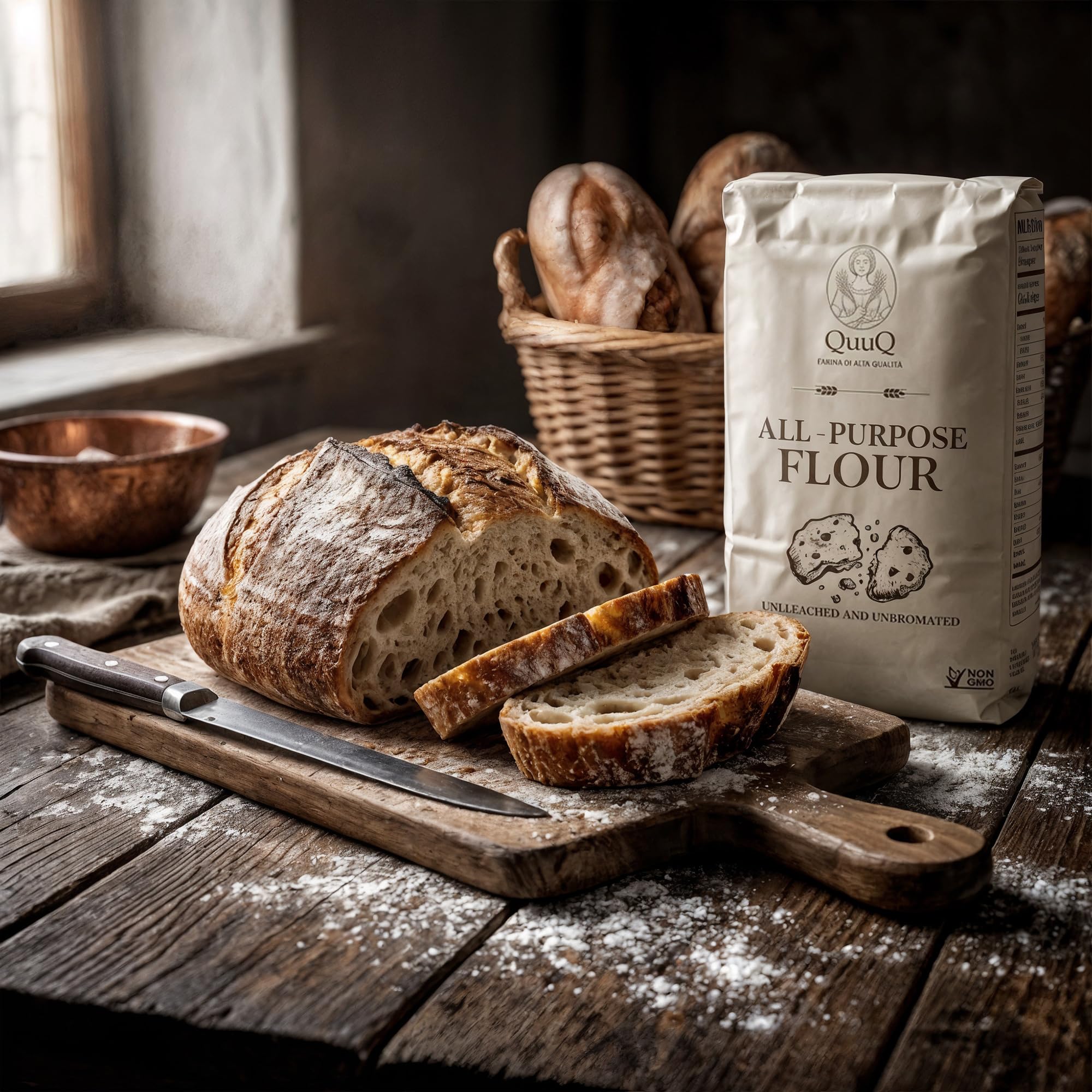 QuuQ All Purpose Flour 2 Pack 8.8 lb (4 kg) - Unbleached Unbromated Enriched Wheat Flour, Non-GMO Baking Flour for Bread, Cookies, Cakes, Pizza