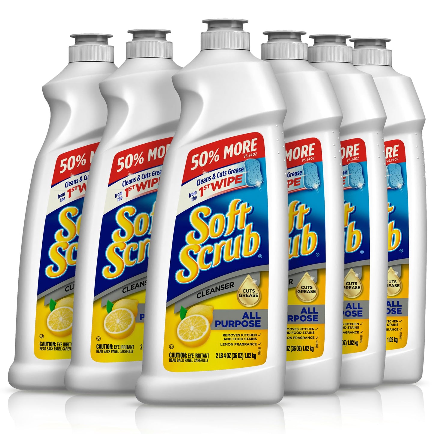 Soft Scrub Cleanser, Lemon Fragrance, 36 Oz, 1 Count, Multi Surface Cleaner for Kitchen, Removes Grease, Grime, Food Stains & Hard Water Deposits