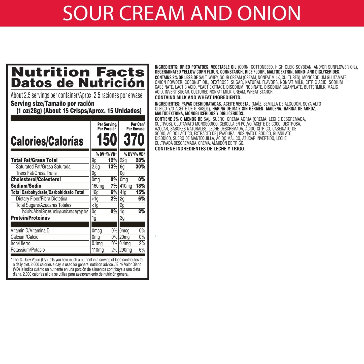 Pringles Potato Crisps Chips, Lunch Snacks, Office and Kids Snacks, Grab N' Go, Sour Cream and Onion, 1.88 Pounds (12 Cans)