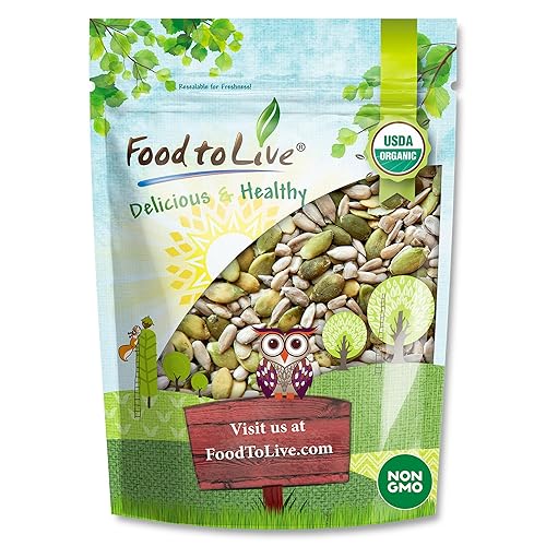 Food to Live Organic Sprouted Sunflower and Pumpkin Seed Mix with Himalayan Salt, 8 Ounces - Natural Snack, Rich in Protein, Perfect for Snacking