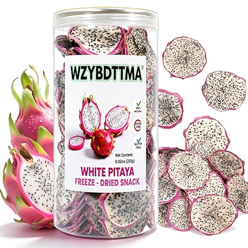 Soft-Dried White Dragon Fruit Slices | Unsweetened, Pure Fruit | Perfect for Yogurt, Cereal, Tea,Cocktails & Desserts | Resealable Jar (250g)