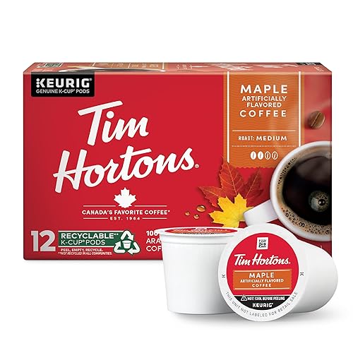Tim Hortons Maple Flavored Coffee, Single-Serve K-Cup Pods Compatible with Keurig Brewers, Red, 12 Count (Pack of 1)