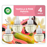 Air Wick Plug-In Scented Oil Refills, 4 Count, Vanilla & Pink Papaya, Air Freshener, Essential Oils, Eco Friendly