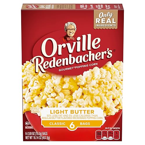 Orville Redenbacher’s Microwave Popcorn, Light Butter Flavor, 4g Fiber Per Serving, 2.7 oz., 6-Count