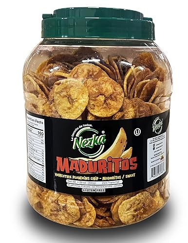 Nezka Sweet Plantain Chips - Delicious Crunchy Snacks and Side Dish - Jar of 28 oz