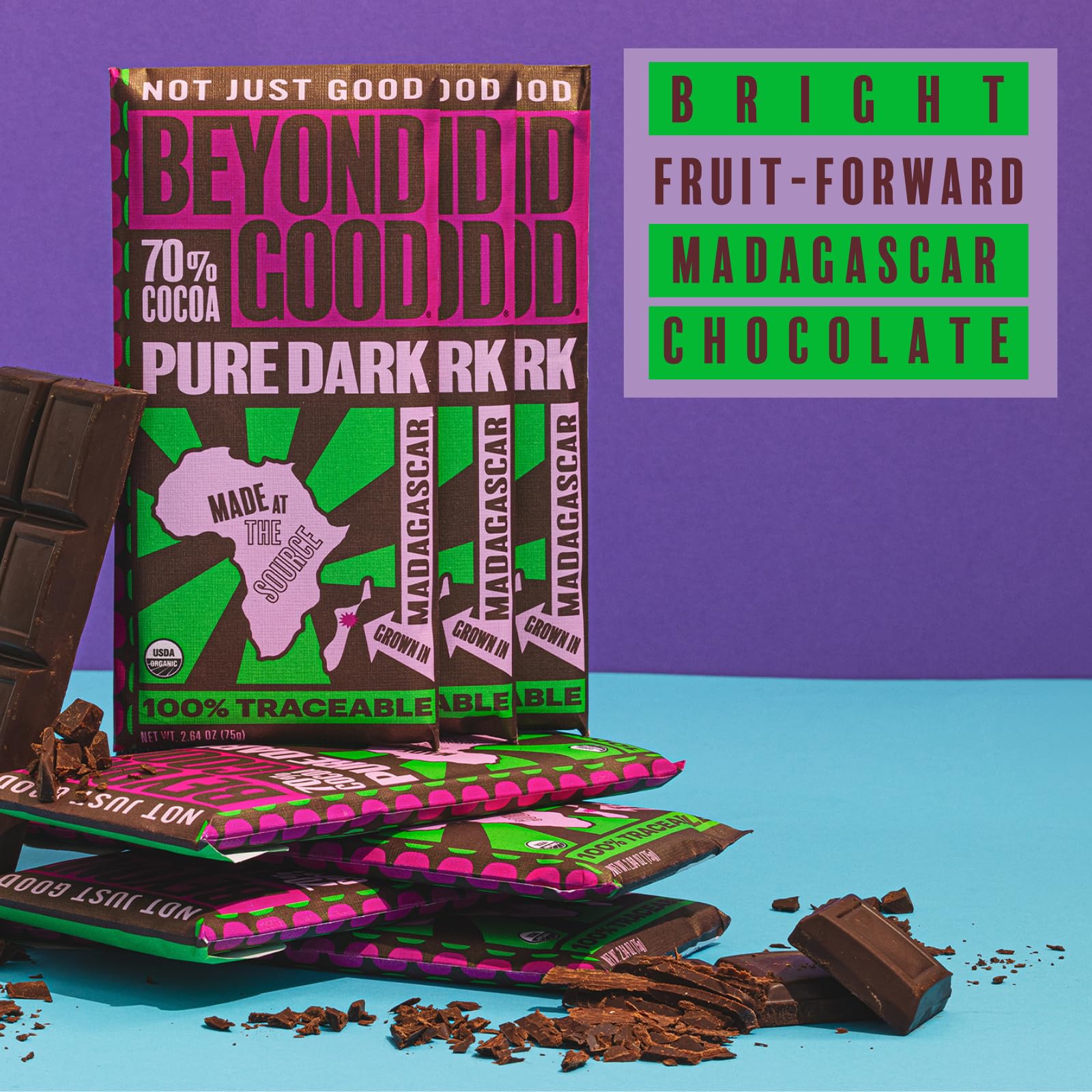 Beyond Good Organic Madagascar Dark Chocolate Bar 70%, 2.64 OZ