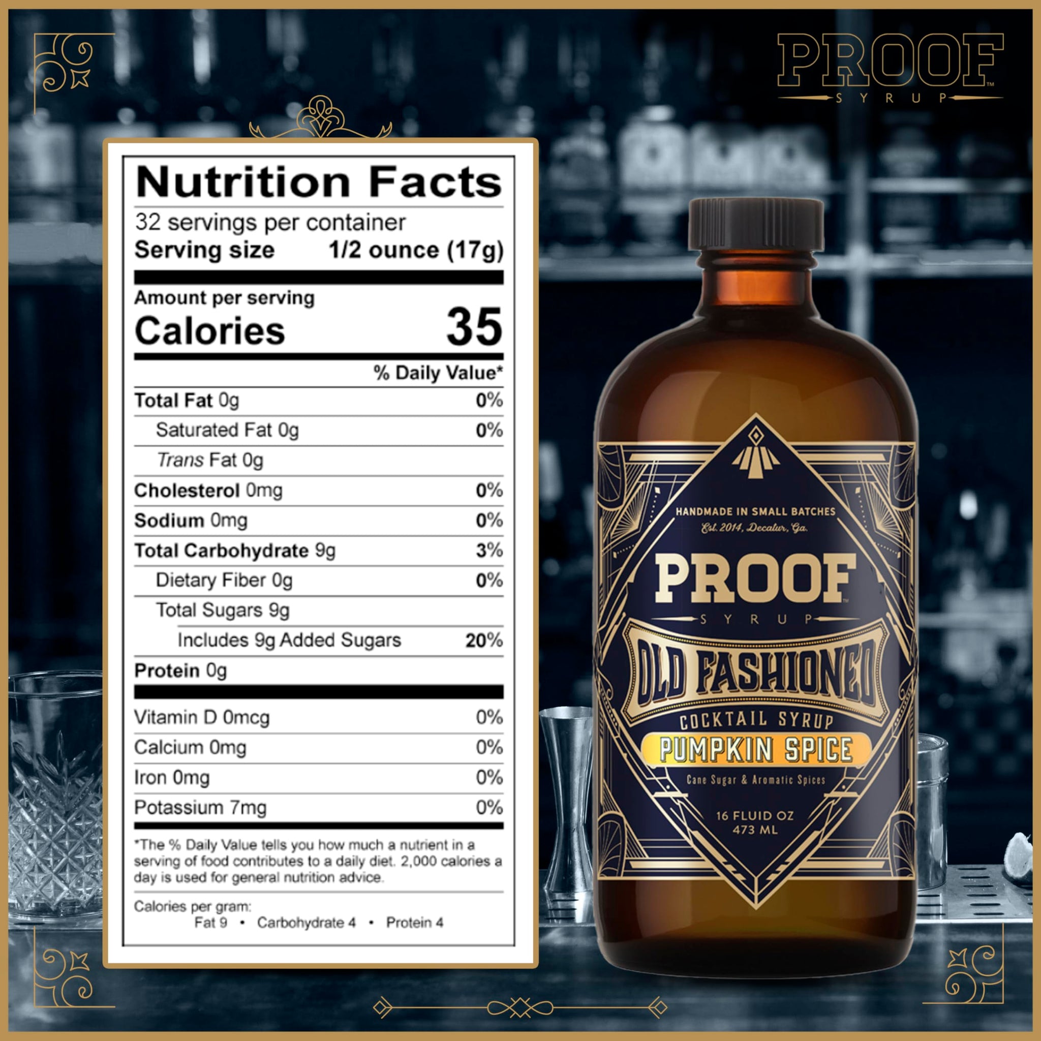 Proof Syrup Old Fashioned Cocktail Mix - Made with Real Bitters & Cane Sugar - Pumpkin Spice Flavor - Fast, Easy, Delicious, Handcrafted Craft