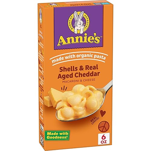 Annie's Shells and Real Aged Cheddar, Made with Organic Pasta and Real Cheese, 6 oz