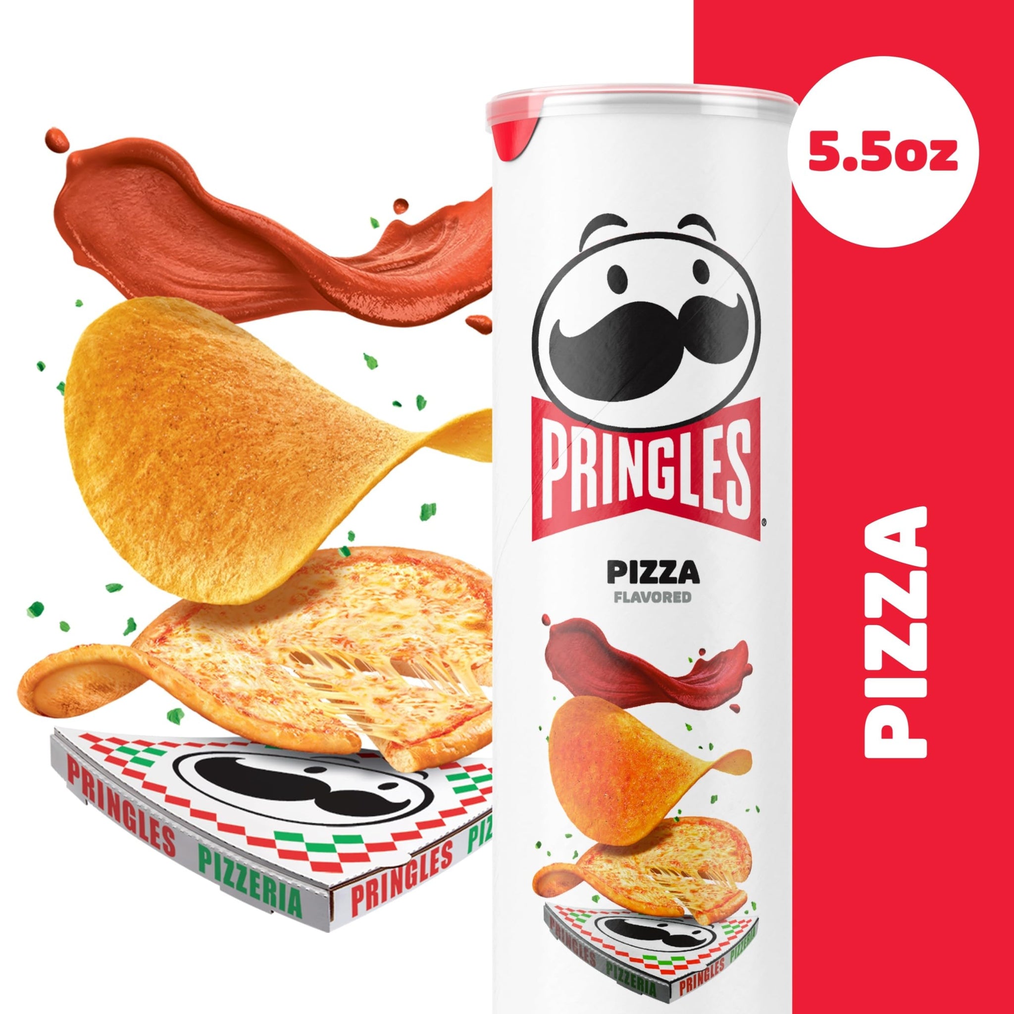 Pringles Potato Crisps Chips, Lunch Snacks, On-The-Go Snacks, Pizza, 5.5oz Can (1 Can)