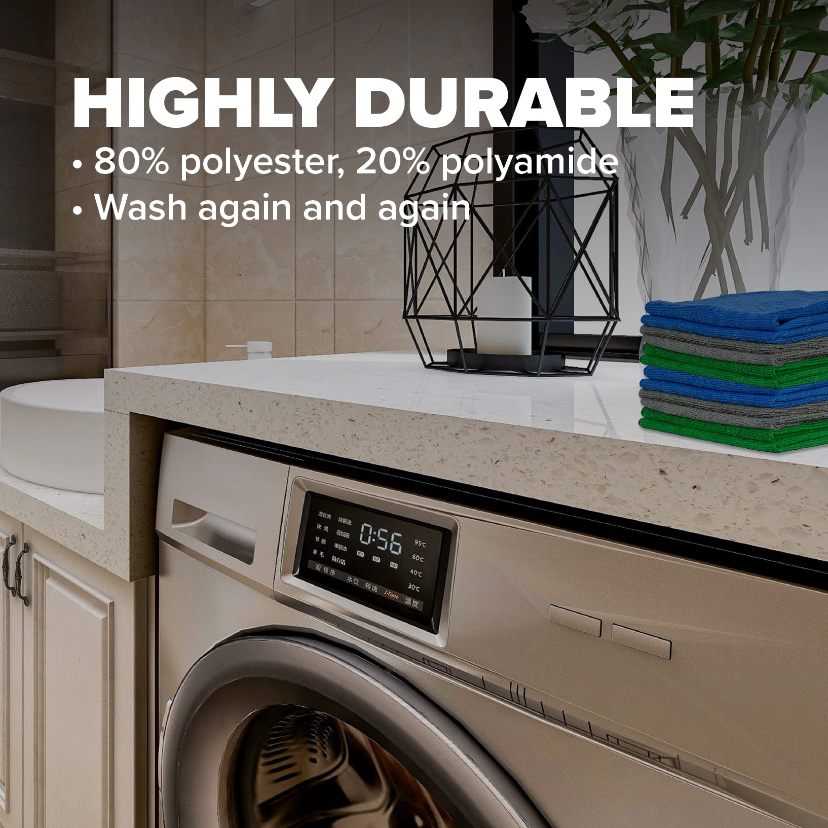 Pinnacle Mercantile 12 Microfiber Cloths and 4 Spray Bottles, Extra Large 16x16in Highly Absorbent Lint Free Towels and 16oz Heavy Duty Spray Bottles